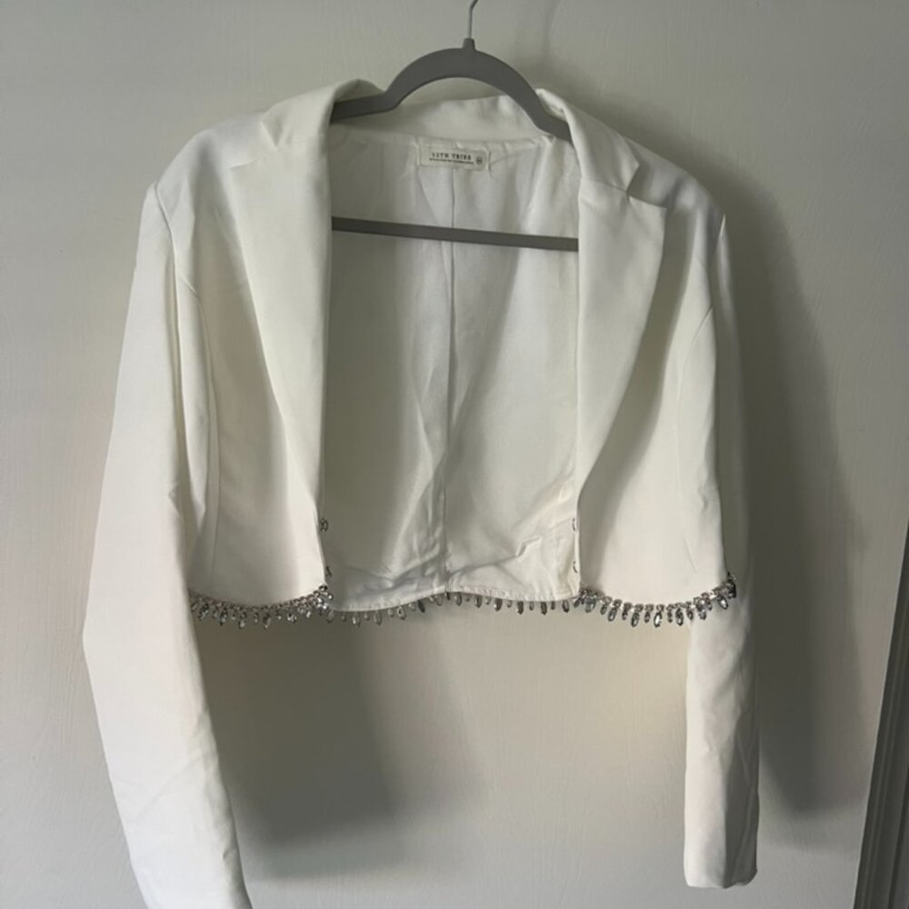 12th tribe white cropped blazer NEW